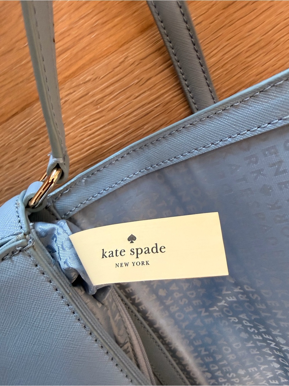 Kate Spade New York Light Blue Saffiano Leather Crossbody Bag Gold Hardware - Picture 10 of 15